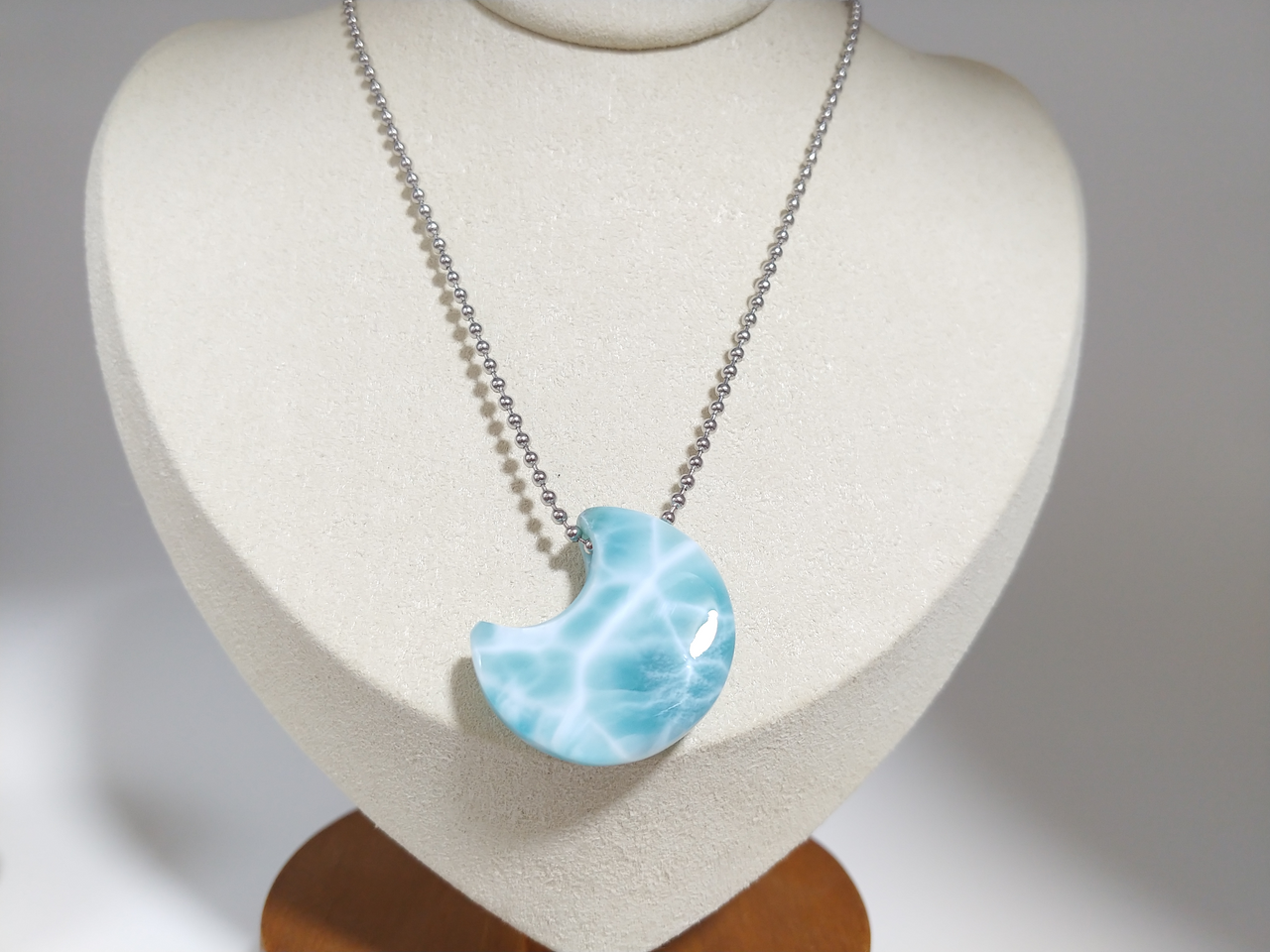 Larimar cute moon pendant