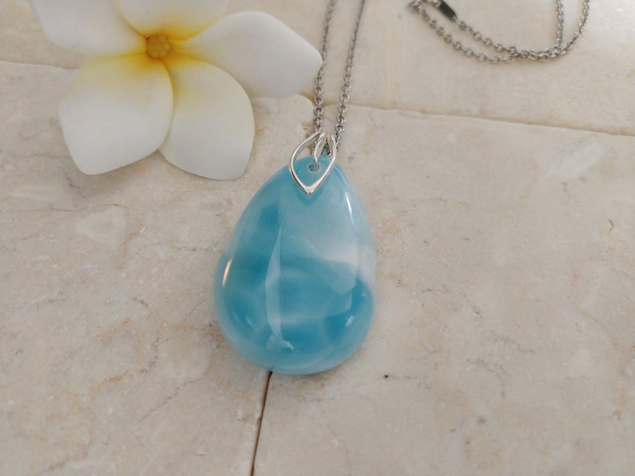 Larimar falling water pendant