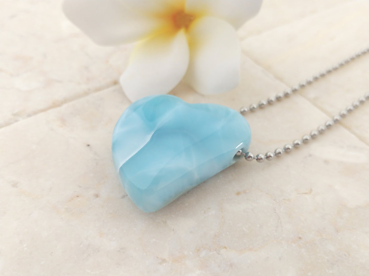Larimar cute heart shape pendant