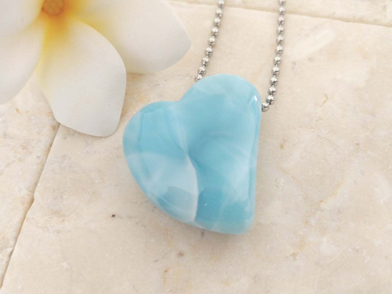 Larimar cute heart shape pendant