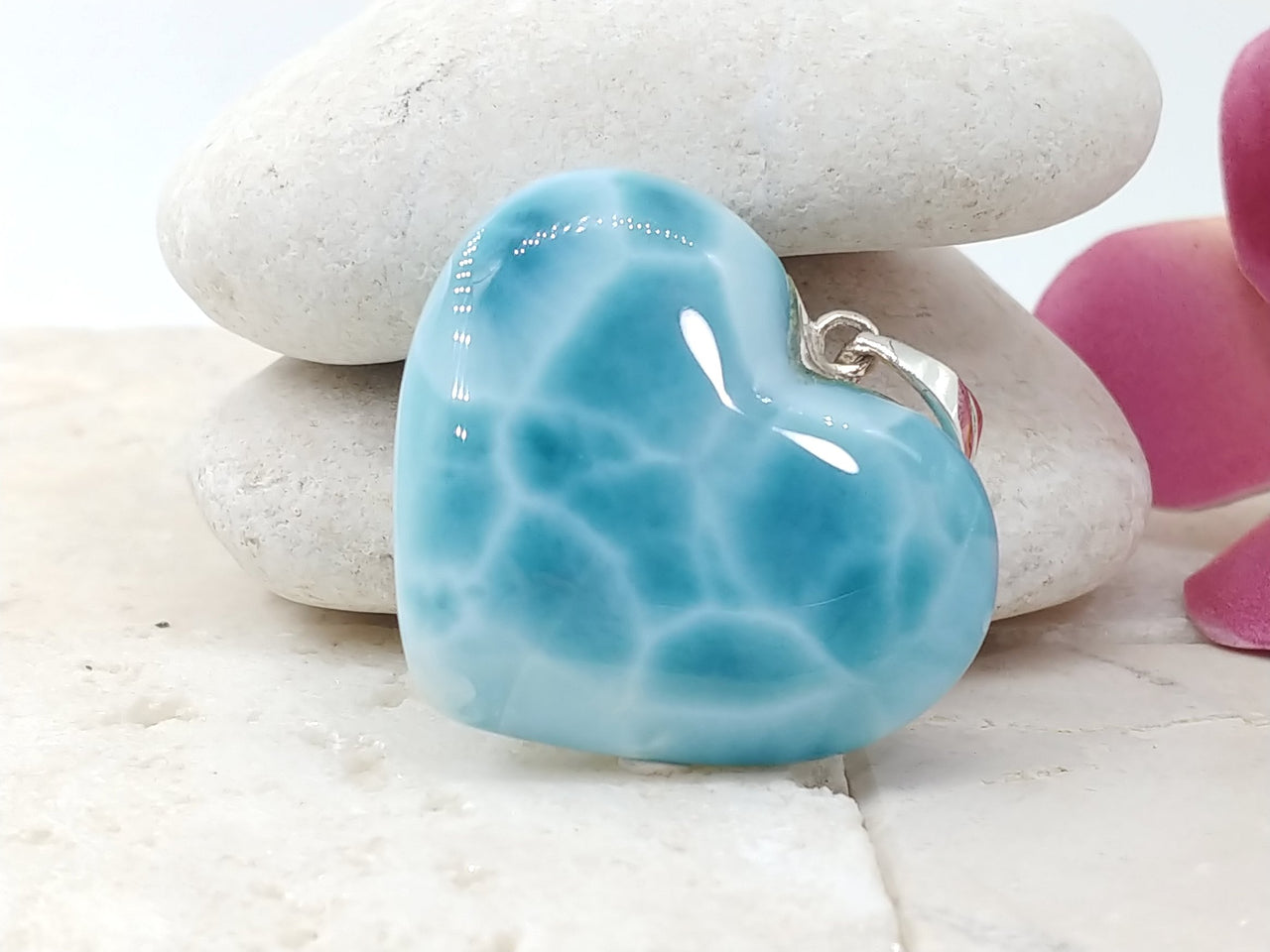 Larimar caribbian heart pendant