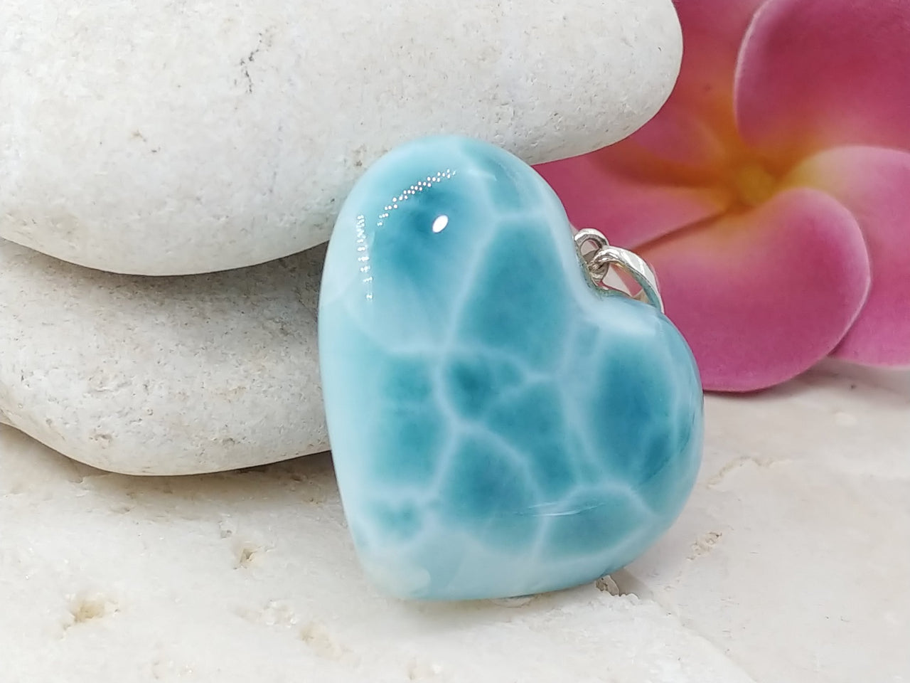 Larimar caribbian heart pendant