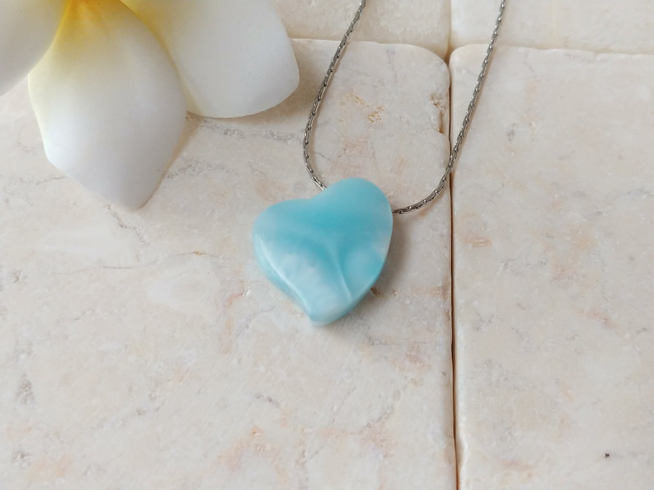 Larimar felicitas heart necklace