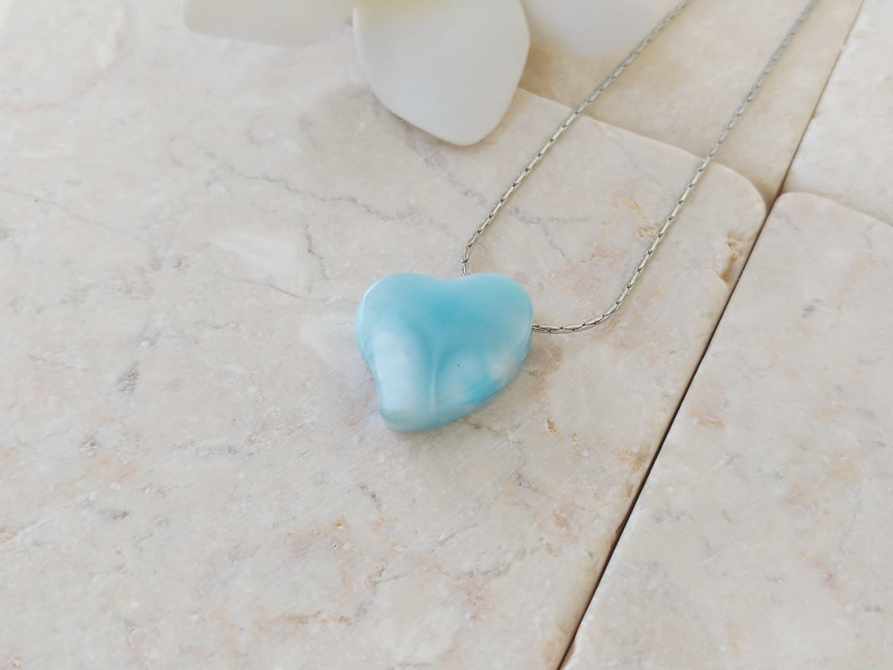 Larimar felicitas heart necklace
