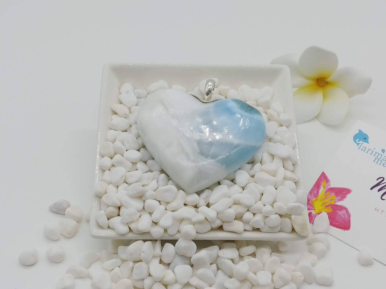 Larimar BIG heart pendant