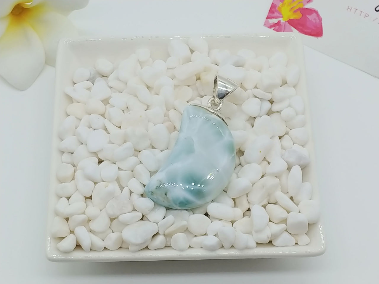 Larimar ICE Crescent Moon pendant