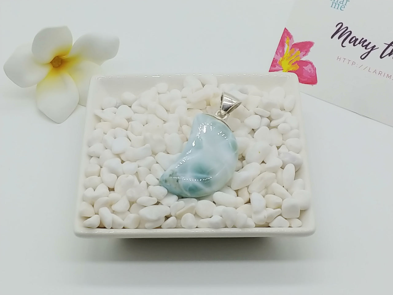 Larimar ICE Crescent Moon pendant