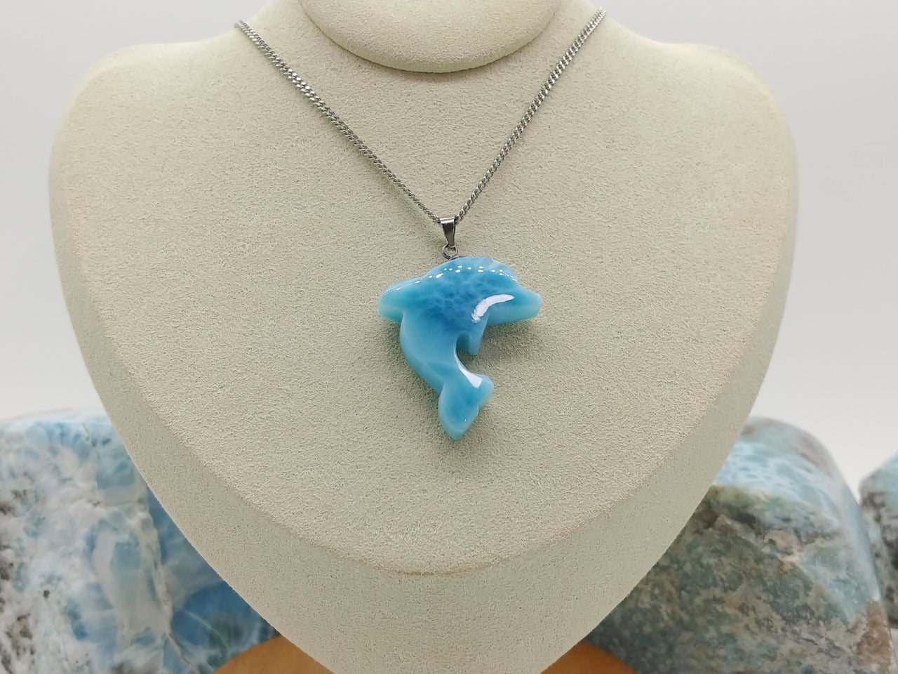 Larimar AAA Dolphin Pendant 1