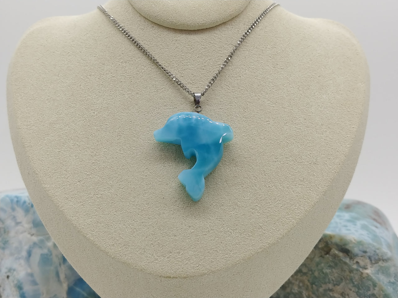 Larimar AAA Dolphin Pendant 1