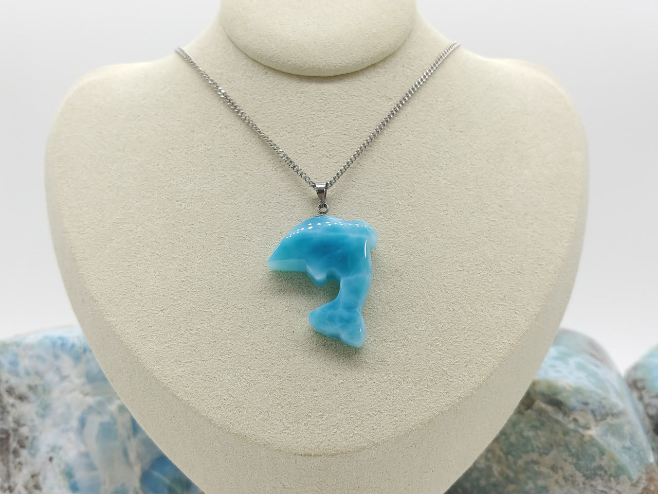 Larimar AAA Dolphin Pendant