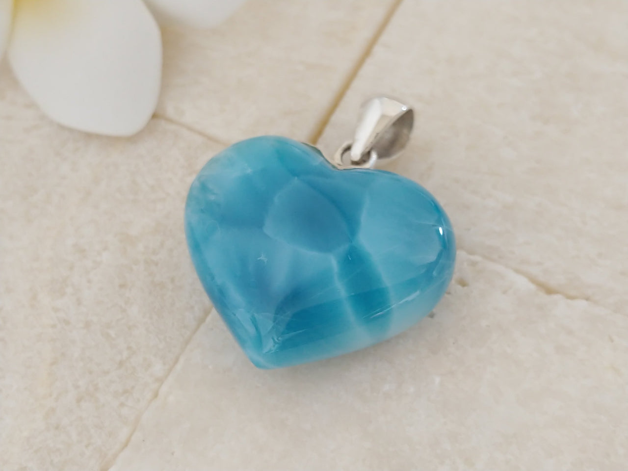 Larimar AAA Deep Blue Heart Pendant