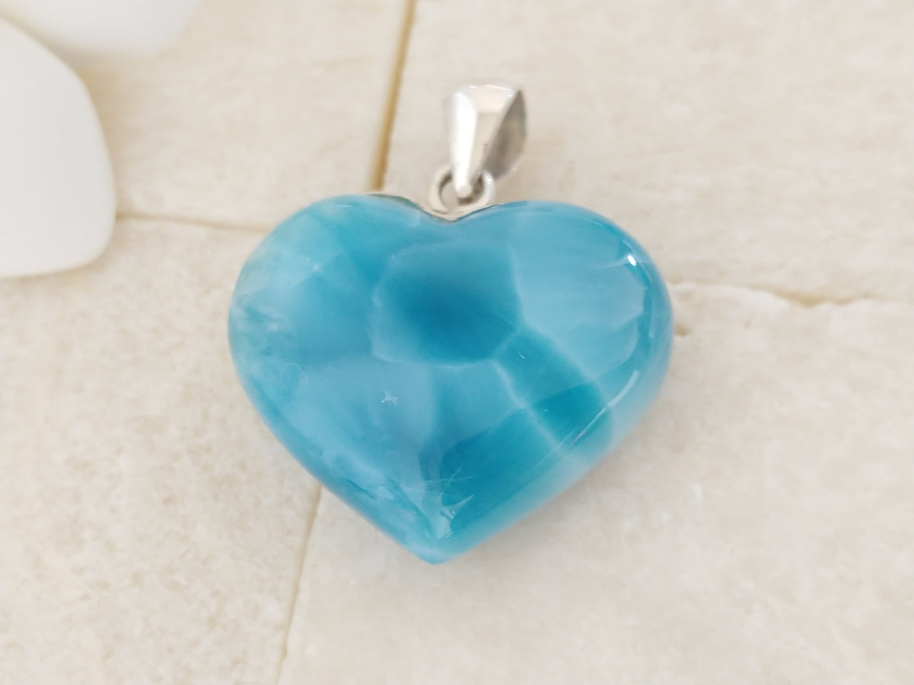 Larimar AAA Deep Blue Heart Pendant