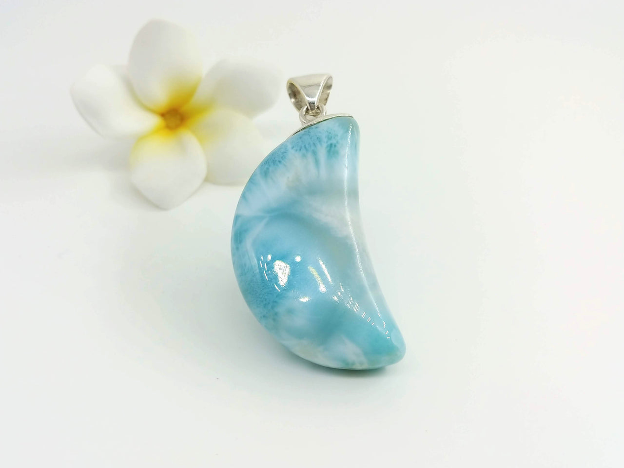Larimar BIG Crescent Moon pendant