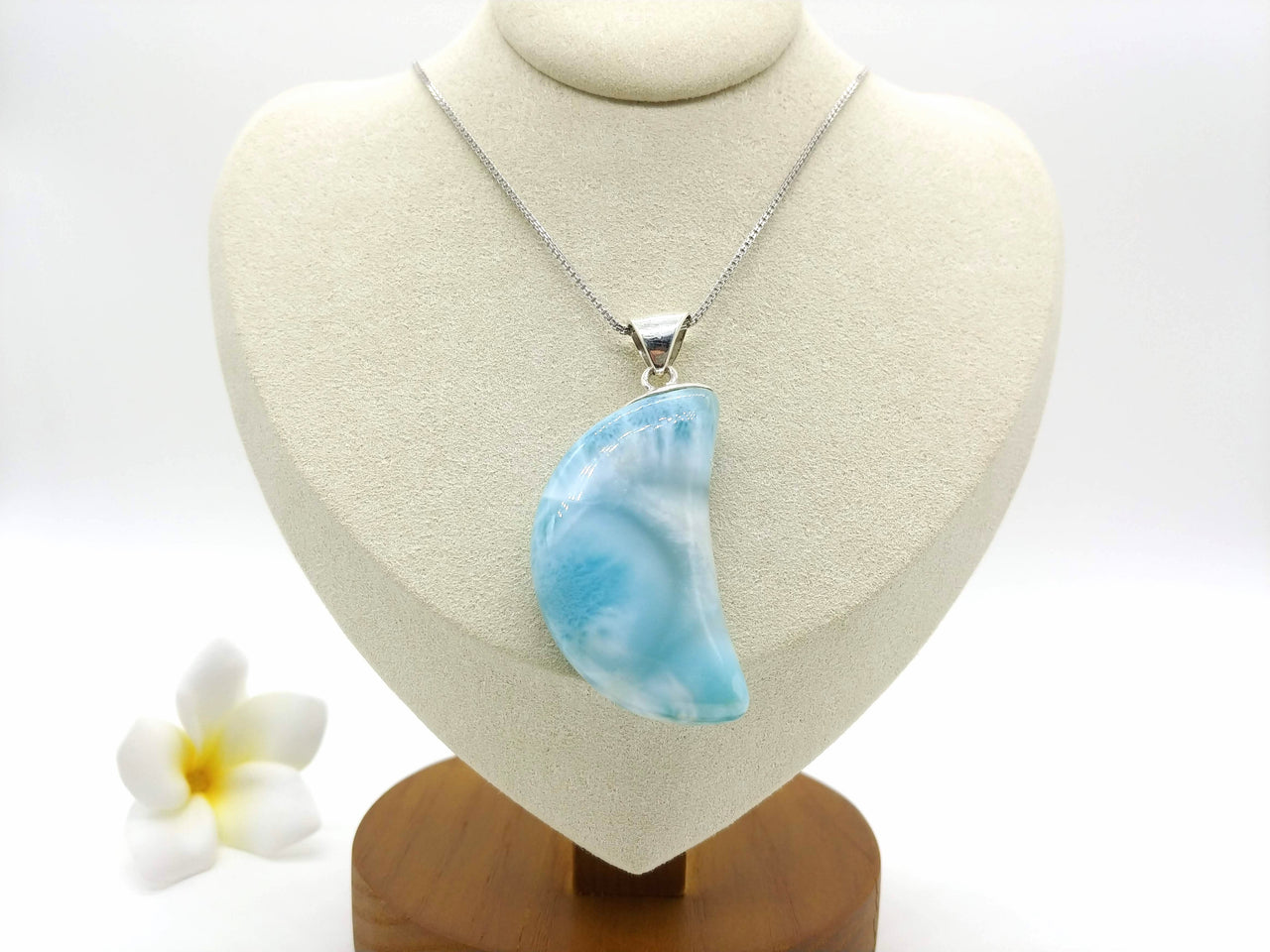 Larimar BIG Crescent Moon pendant