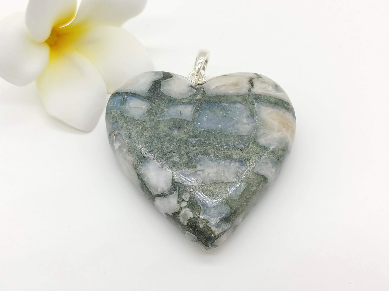Larimar complicated pattern BIG heart pendant