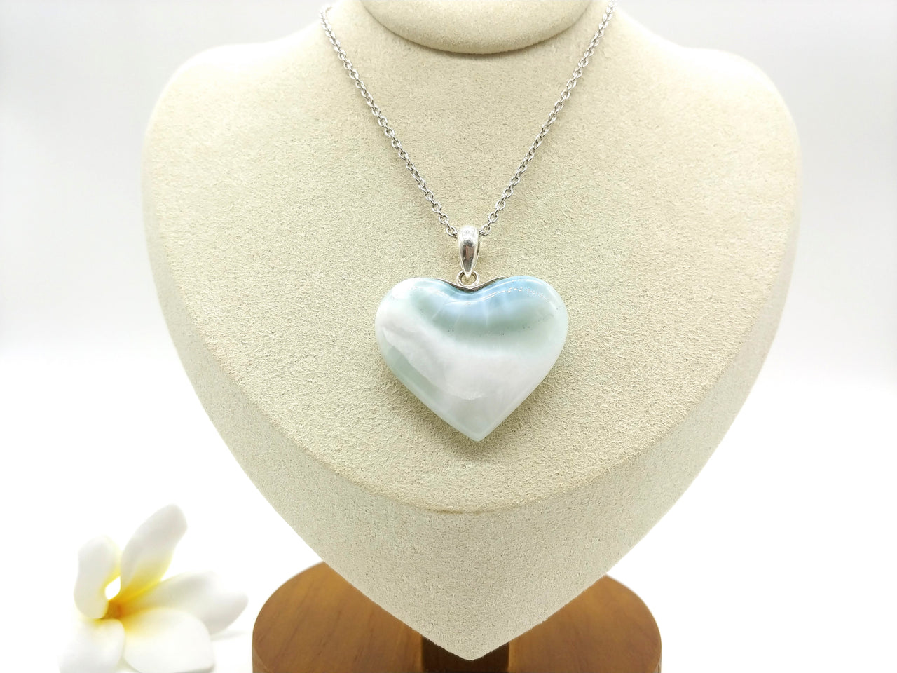 Larimar ice blue heart pendant