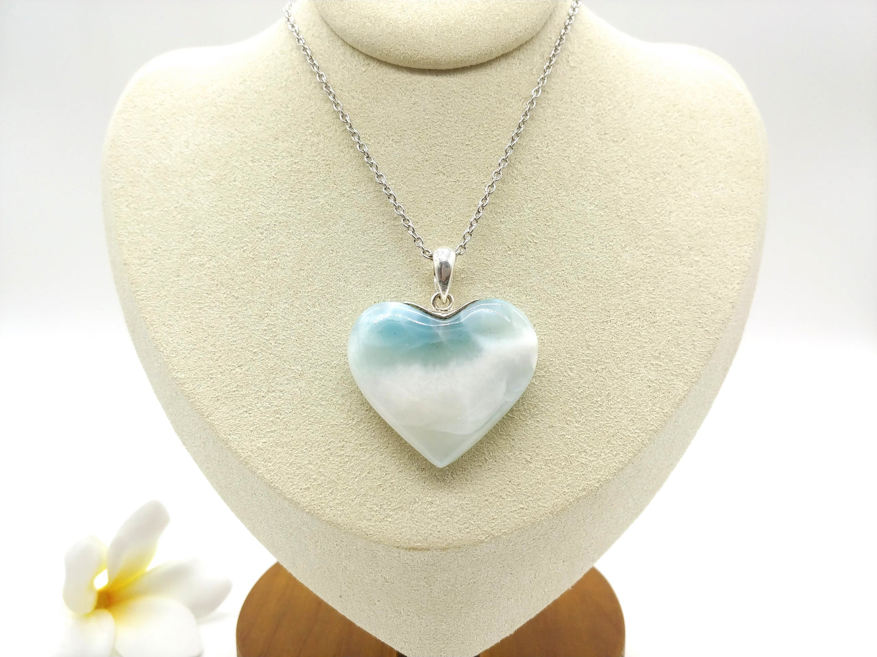 Larimar ice blue heart pendant