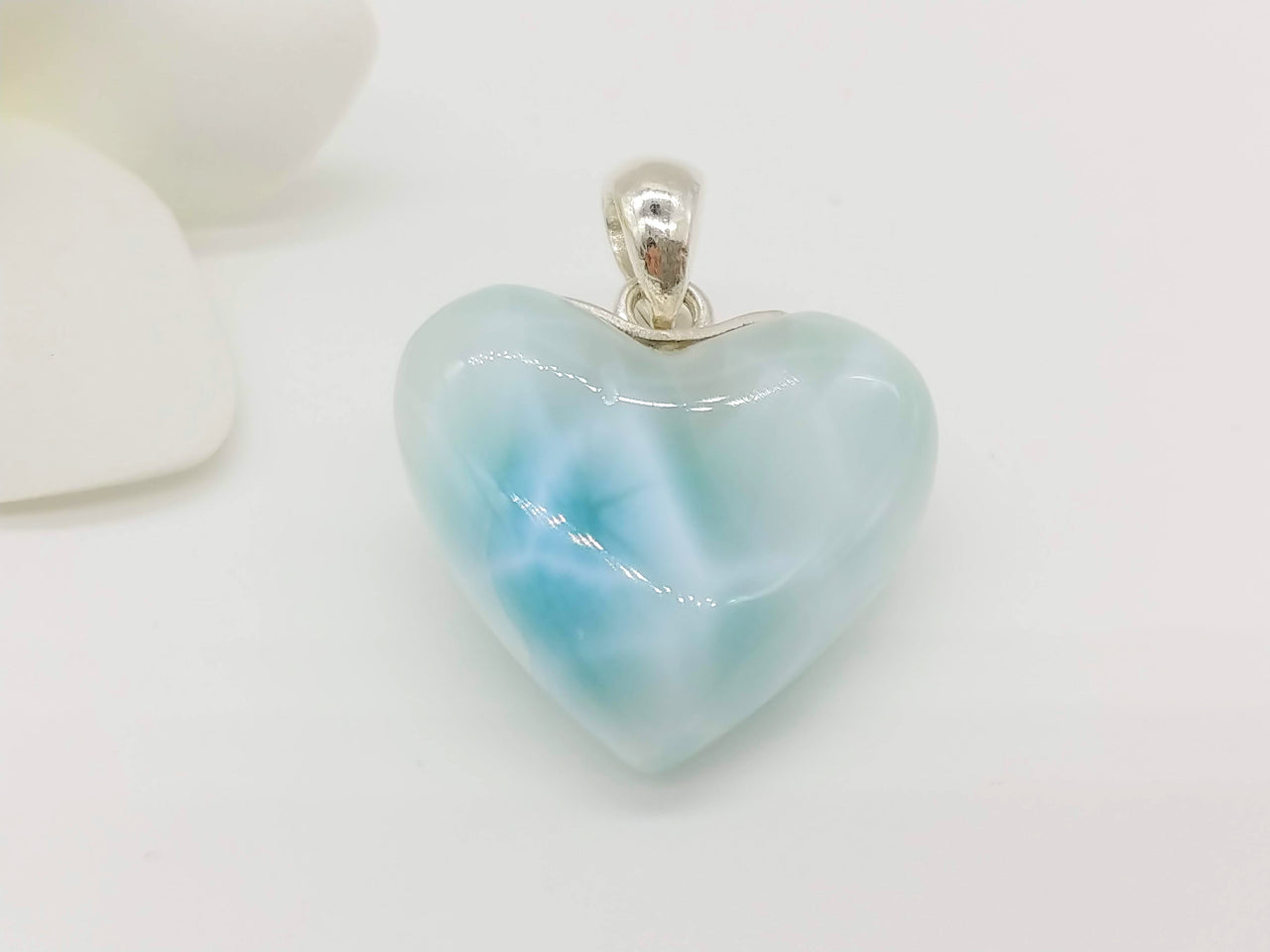Larimar ice blue heart pendant