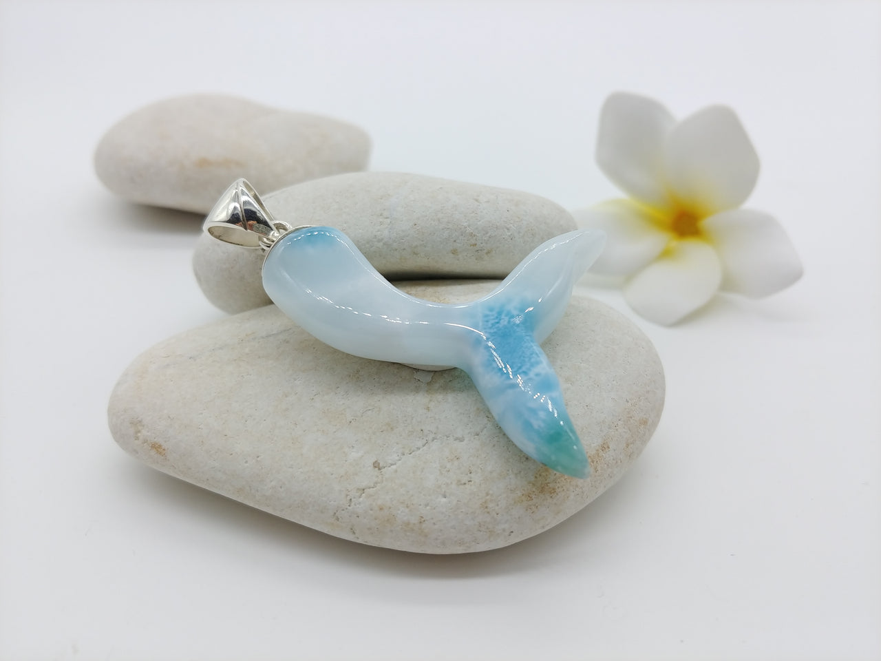 Larimar fish tail pendant