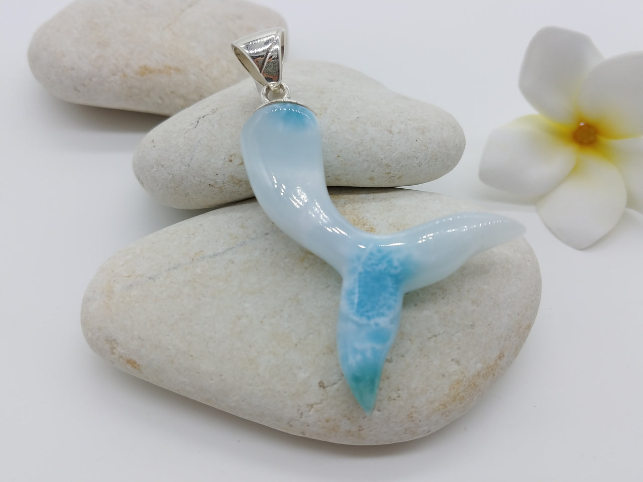 Larimar fish tail pendant