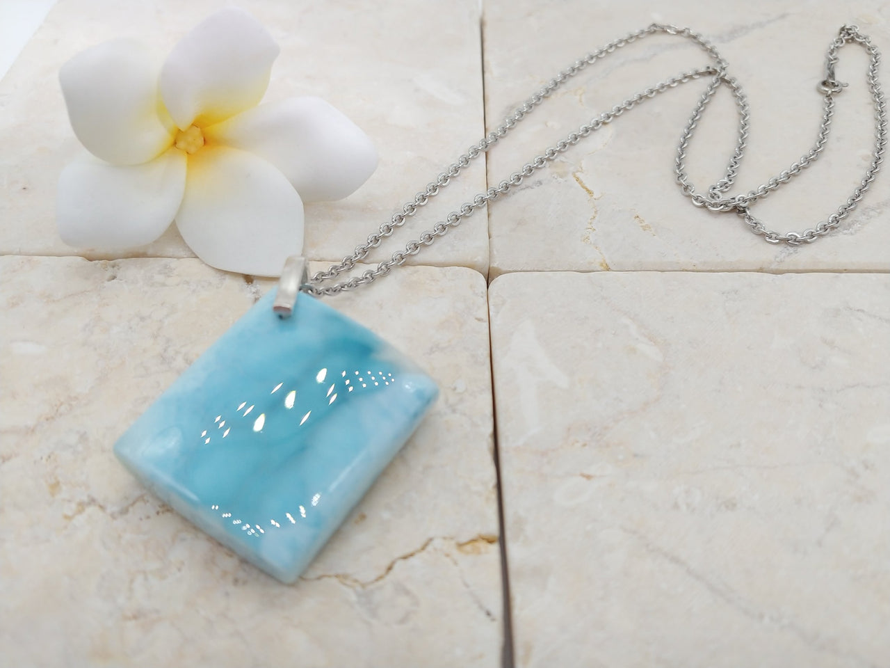 Larimar Caribbean Square Pendant