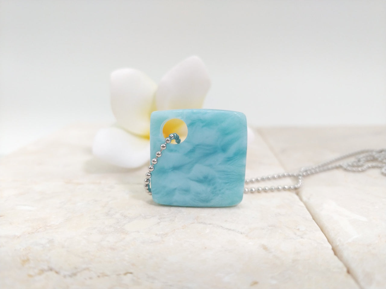 Larimar AAA Caribbean Square Pendant