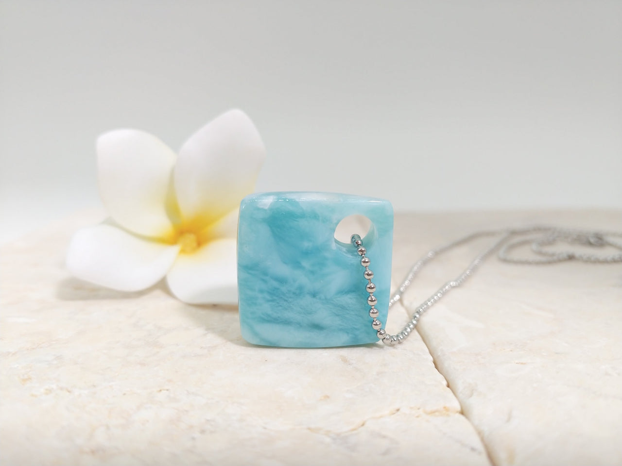 Larimar AAA Caribbean Square Pendant
