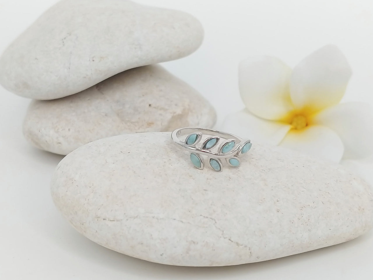 Larimar Olive Leaf Ring